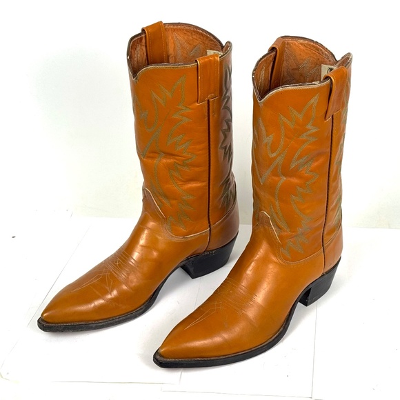 Justin Tan Brown Classic Cowboy Boots - Men's 9.5D - Pointy X-Toe